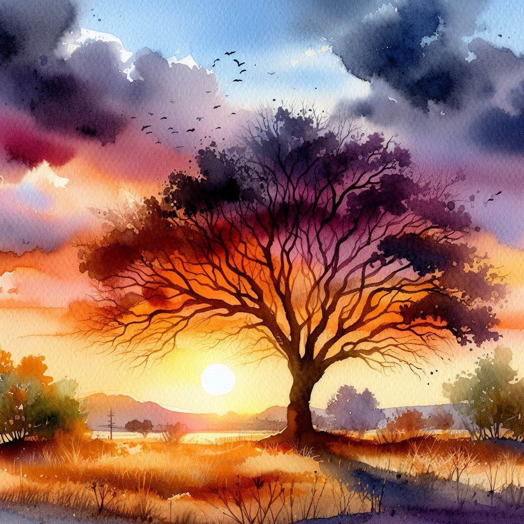 Tree at sunset (AI generated)